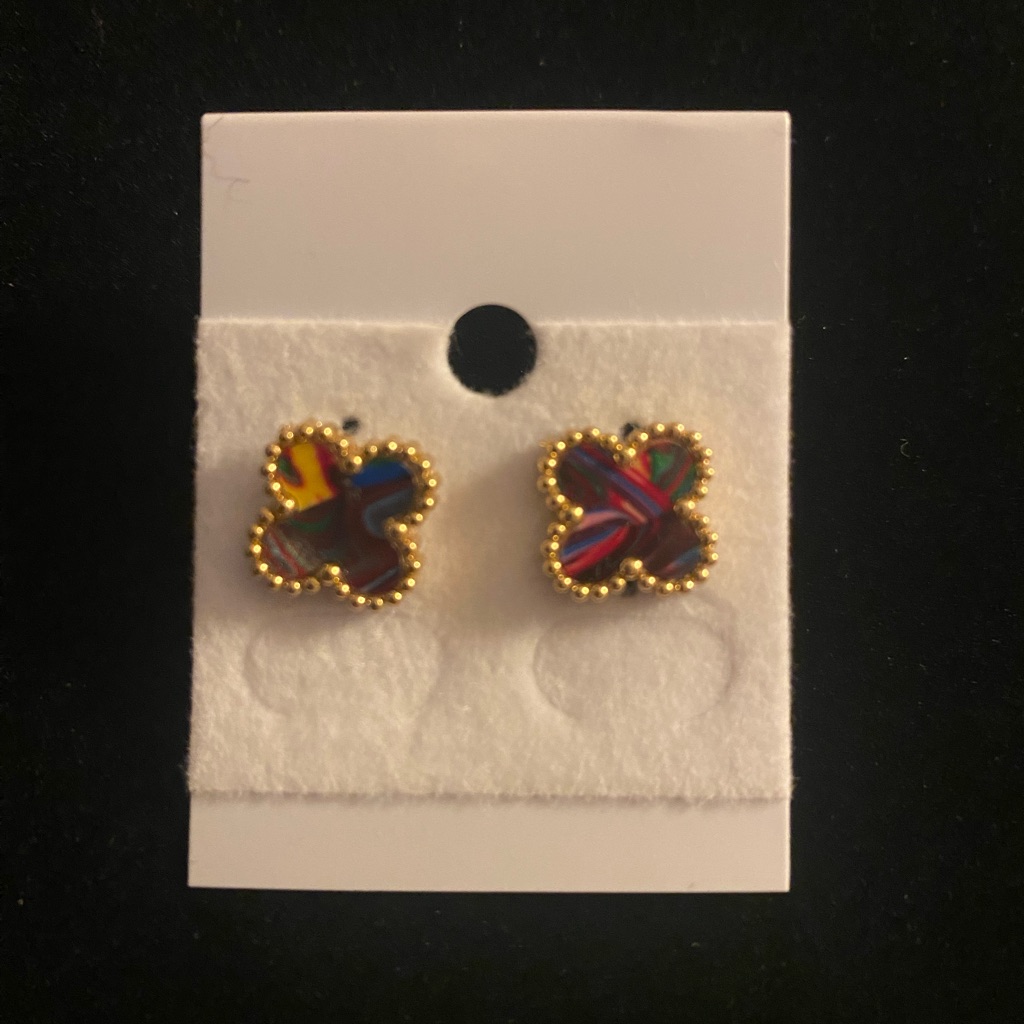 Multicolored Clover Earrings 18 Kt Gold Filled